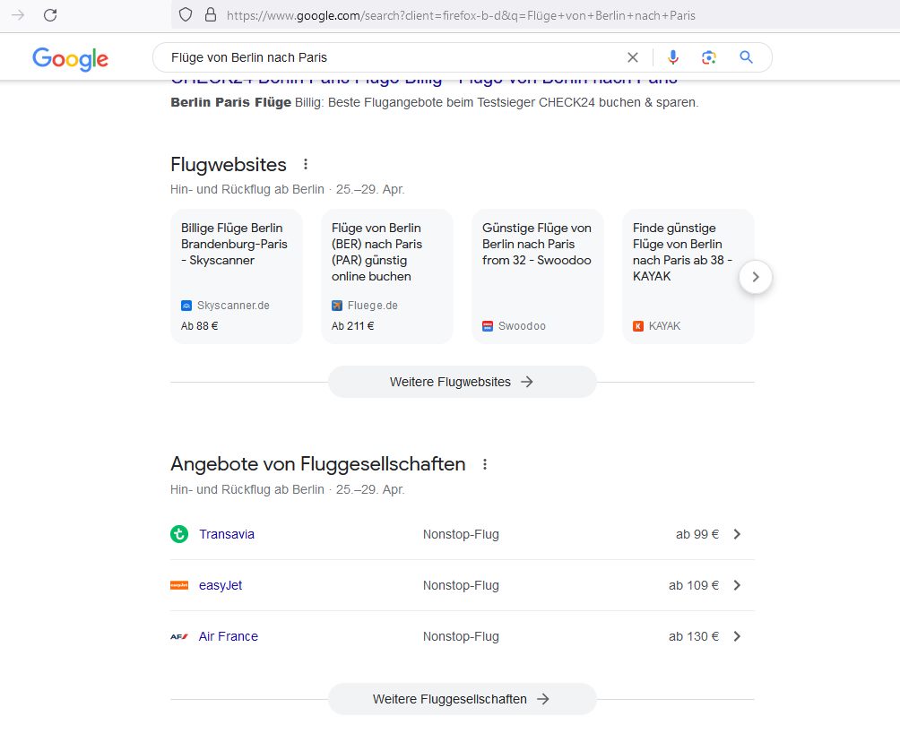 Neue Funktionen der Suchmaschine Google